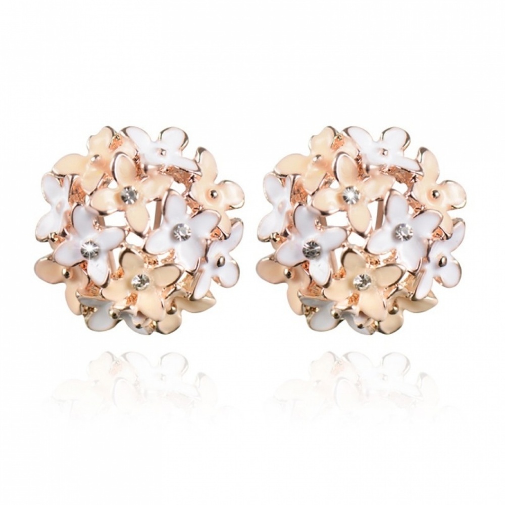 Flower Bouquet Gold Crystal Earrings - Picture 3 of 7